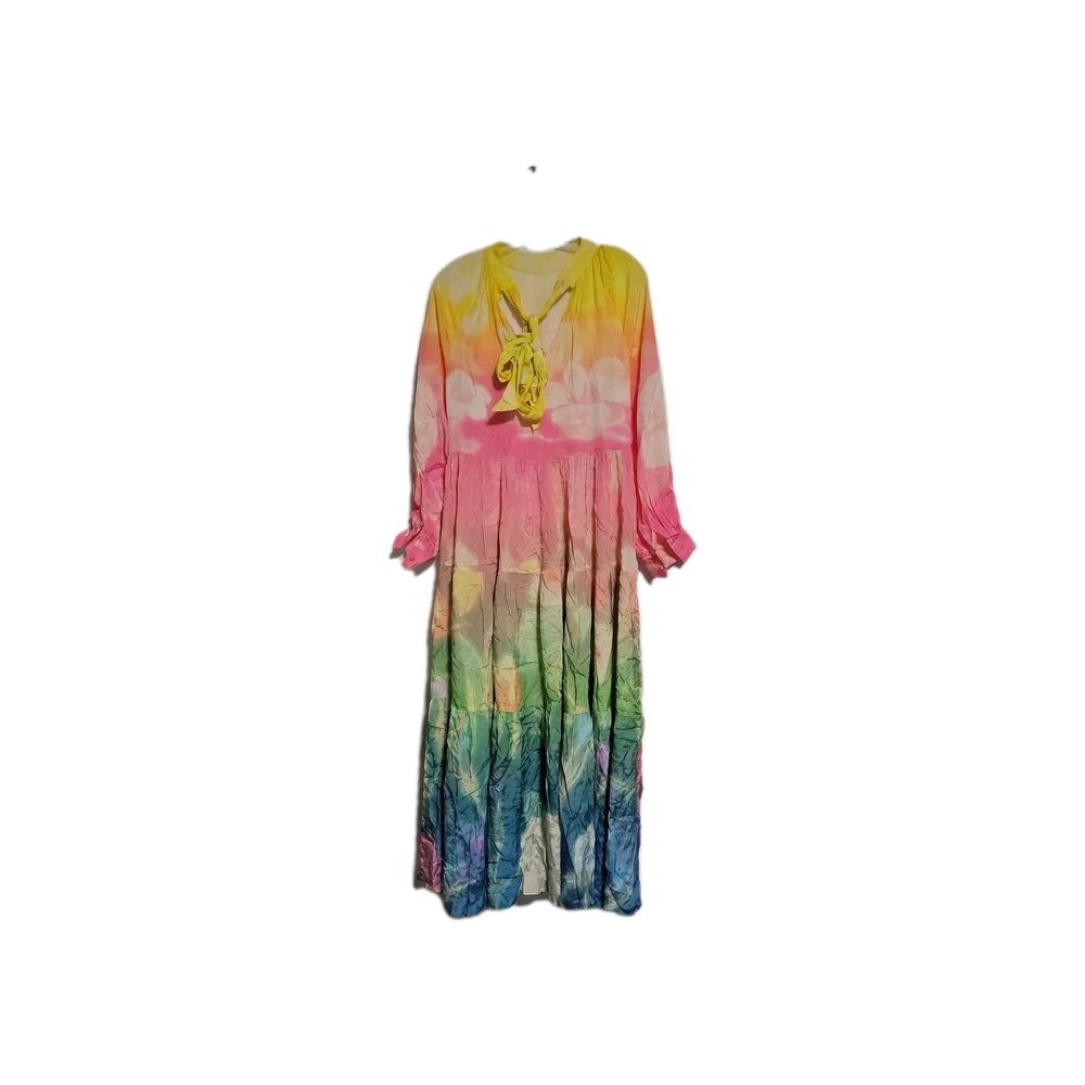 Anthropologie Siddhartha Bansal SP Multi-Color Digital Printed Tiered Dress